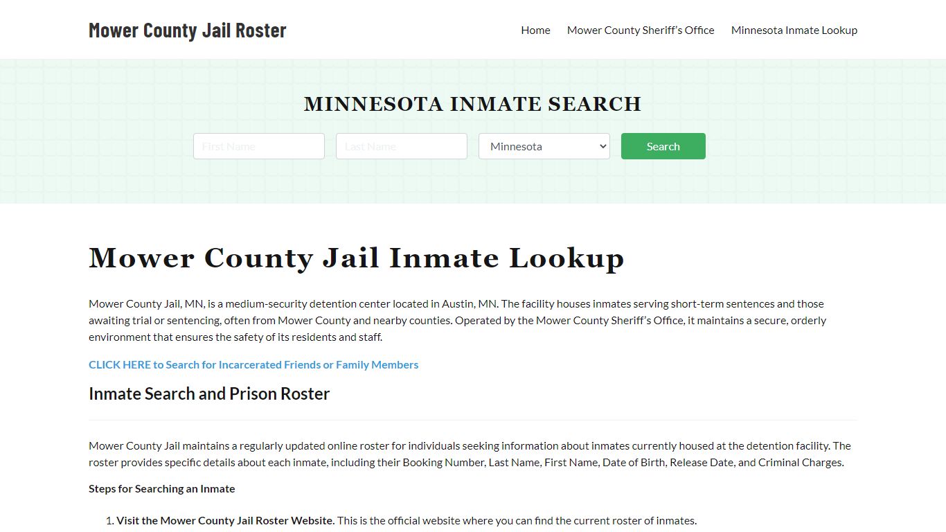 Mower County Jail Roster Lookup, MN, Inmate Search